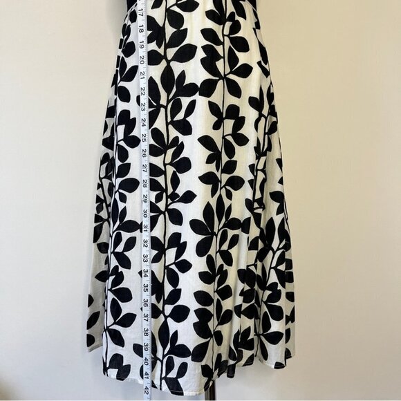 Chaudry KC Midi Dress Cream Black Floral 100% Cotton V Neck Lined Y2K 90s Sz  S - Picture 7 of 16